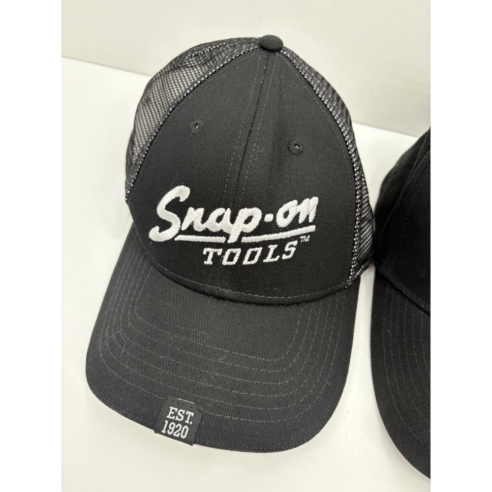 LOT OF 2 - Snap On Tools Black Adjustable Snapback & Flex Fit Baseball Hats Cap - Picture 2 of 6